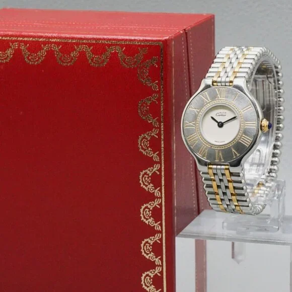 RARE! CARTIER TWO TONE GOLD LADIES WATCH W/ BOX!! Gorgeous rare vintage Cartier Panthere ladies watch from  main image 3